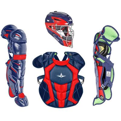 All Star System7 Axis NOCSAE Certified Two Tone Youth Pro Catcher's Kit - Ages 9-12 Navy/Scarlet