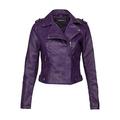 Glam and Gloria Purple Women's Faux Leather Biker Style Biker Jacket Faux Leather Jacket - Purple - W38/40