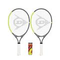 DUNLOP 2 x SX Team Junior Tennis Rackets (Various Options) (2 x 23 + Tennis Balls)