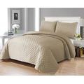 MIA we dress your home Bedspreads and Throws Super King Size with Quilted Embossed Ultrasonic Microfibre Fabric Bed Covers (Super King 270x250 CM, Beige)