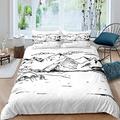 Mountain Bedding Set Black and White Comforter Cover for Boys Teens Youth Simple Sketch Style Duvet Cover Set Nature Ocean Theme Quilt Cover Double Size 1 Duvet Cover With 2 Pillow Shams