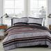 London Fog Warren Stripe Comforter Set Polyester/Polyfill/Microfiber in Black/Gray/Red | Twin XL Comforter + 1 Standard Sham | Wayfair