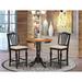 Charlton Home® Smyth 4 - Person Rubberwood Solid Wood Dining Set Wood/Upholstered in Black/Brown | 36 H in | Wayfair