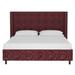 Joss & Main Harrell Tufted Low Profile Platform Bed Upholstered/Metal/Polyester/Linen in Red/White | 47 H x 67 W x 85 D in | Wayfair