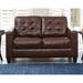 Latitude Run® Alexander-James 58" Square Arm Loveseat Faux Leather in Brown | 36 H x 58 W x 37 D in | Wayfair 98F7C497304F4C81BC3B4732B0FEA6BA