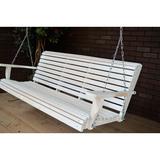 Highland Dunes Mahowny Porch Swing Wood/Solid Wood in White | 21 H x 62 W x 18 D in | Wayfair 3DB5CA823F5E46CBBA517543F89F4957