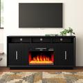 Wade Logan® Blythedale 67" No Assembly Required Fireplace TV Stand, Fits TVs up to 85" Wood in Black/Brown | 33 H in | Wayfair