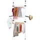 DIY Telescopic Wardrobe Organiser Garment Rack Clothes Tidy Rail, Heavy Duty Garment Rack, 2 Poles 2 Bars Telescopic Coat Hanger, Hanging Tidy Rail, 281 - 329cm Height Width Adjustable Clothe Rail