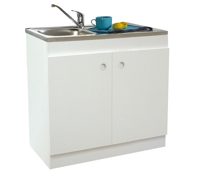 Meuble sous évier dépliable DECLIQ 80 x 60 cm 2 portes avec charnières invisibles NÉOVA S13N22080