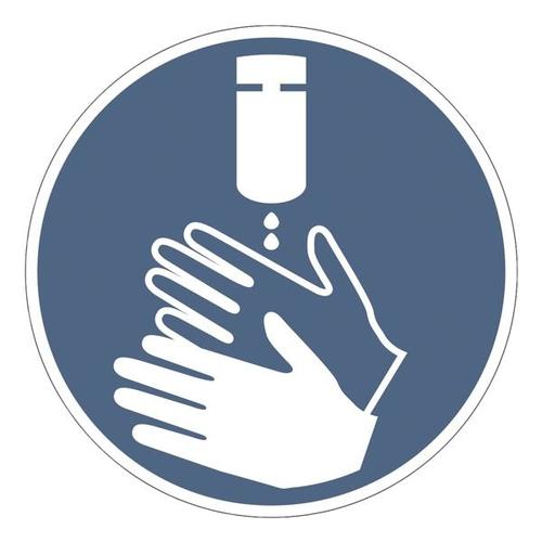 Aufkleber / Hinweisschild »Hände desinfizieren« (GBP 28), Ø 5 cm, 60 Stück blau, OTTO Office
