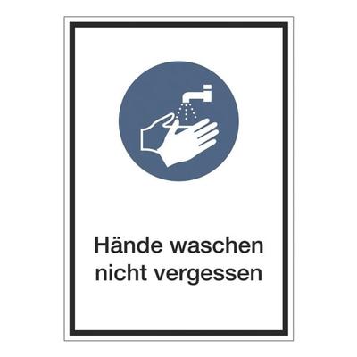 Marahrens Aufkleber / Hinweisschild »Hände waschen nicht vergessen« 21 x 29,7 cm, 10 Stück blau, 21x29.7 cm Image