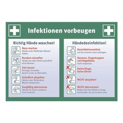 Marahrens Hinweisschild / Informationstafel »Infektionen vorbeugen« 21 x 29,7 cm, 10 Stück mehrfarbig, 21x29.7 cm