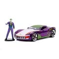 Jada Toys Chevy Corvette Stingray, 2009, Joker Figur, Batman, Maßstab 1:24, Freilauf, Türen & Kofferraum & Motorhaube zum Öffnen, Die-cast, inkl. Die-cast Joker Figur