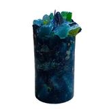 Carole'sCandies Precious Peacock Rain & Lime Scented Pillar Candle Paraffin in Blue/Green | 7 H x 3 W x 3 D in | Wayfair PRPE3X7