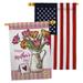 Breeze Decor Mother Day Bouquet 2-Sided Polyester 40 x 28 in. House Flag in Gray/Red | 40 H x 28 W in | Wayfair BD-MD-HP-115148-IP-BOAC-D-US20-BD