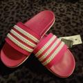 Adidas Shoes | Blinged Adilette Slides | Color: Pink/White | Size: 8