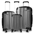Kono Zwillingsrollen 3tlg. Kofferset Reisekoffer Koffer Trolleys Hartschale ABS Gepäckset in M-L-XL-Set (Grau)
