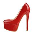 Only maker Women's Stilettos Platform High Heel Slim Heeled Pumps Patent Leather Round Toe Super High Heels Dancing Club Prom Dress Red Size 8