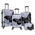 World Traveler Butterfly 4-teiliges Hartschalengepäck-Set mit aufrechtem Spinner, Schmetterling, 4-Piece Set, Butterfly 4-teiliges Hardside Erweiterbares Spinner-Gepäck-Set