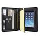 Handmade Leather A4 Conference Folder Zipped for New iPad Pro 10.5 and iPad Pro 11" 2018/2020, Business Portfolio Padfolio Organizer Case with Retractable Handle and Writing Pad, Black