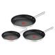 Tefal A704S3 Duetto 3-Piece Frying Pan Set | 20, 24 and 28 cm | Non-Stick Coating | Built-in Temperature Indicator | Suitable for All Hob Types Including Induction | Stainless Steel/Black