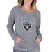 Women's Concepts Sport Gray Las Vegas Raiders Mainstream Hooded Long Sleeve V-Neck Top