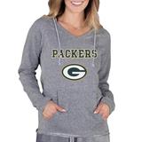 Women's Concepts Sport Gray Green Bay Packers Mainstream Hooded Long Sleeve V-Neck Top