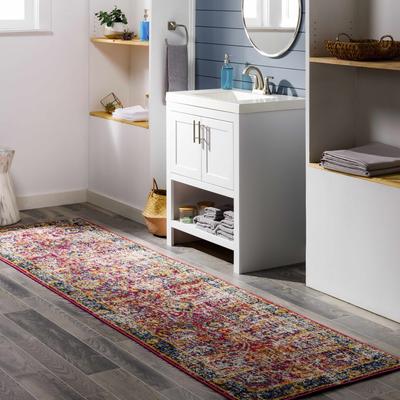 Vick 6'7" x 9' Updated Traditional Teal/Burnt Orange/Charcoal/Burgundy/Medium Gray/Mustard/Navy Area Rug - Hauteloom