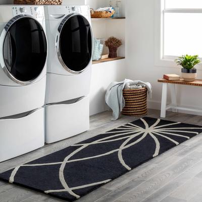 Harlem 2'6" x 8' Modern Wool Black/Cream Runner - Boutique Rugs