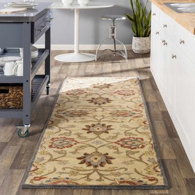 Elkins 2'6" x 8' Traditional Wool Pale Blue/Blue/Gray/Off White/Olive/Rust/Tan/Wheat/Brick Red/Rust/PaleBlue/Pale Blue Runner - Boutique Rugs
