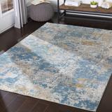 Hawes 6'7" x 9'6" Modern Light Gray/Mustard/Light Blue/Off White Area Rug - Hauteloom