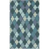 Node 2' x 3' Modern Modern Moroccan Trellis Wool Dark Blue/Emerald/Sage/Seafoam/Light Green/Navy Area Rug - Hauteloom