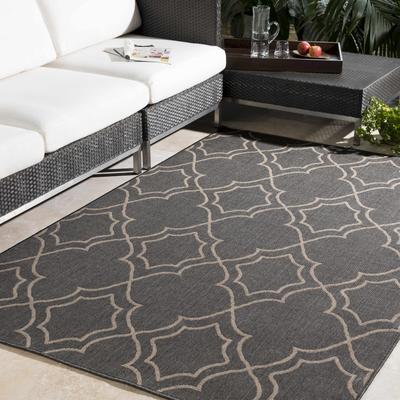Chertsey 7'3" Square Cottage Black/Light Brown/Brown/Dark Red Outdoor Area Rug - Boutique Rugs