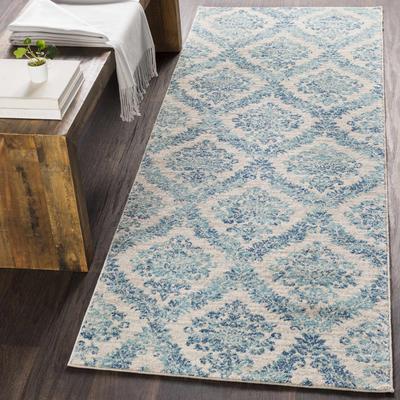 Oaklyn 2' x 2'11" Cottage Ivory/Teal/Medium Gray/Navy/MediumGray/Medium Gray Area Rug - Boutique Rugs