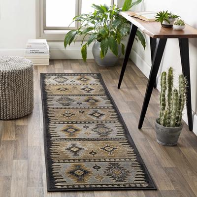 Foxburg 1'10" x 2'11" Rustic Charcoal/Gray/Light Beige/Tan/Peach/LightBeige/Peach Area Rug - Boutique Rugs