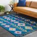 Wildwood 8'10" x 12'2" Bohemian/ Ivory/Aqua/Blue/Camel/Dark Blue/Fuchsia/Orange/Navy Area Rug - Hauteloom