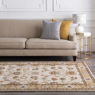 Smoot 4' Round Traditional Wool Tan/Light Gray/Burnt Orange/Olive/Taupe/Brown/Light Beige/Medium Brown/Slate/Peach/Dark Red/Slate Blue/Peach/Burnt Orange/Beige Area Rug - Boutique Rugs