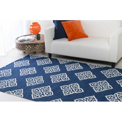 Lightfoot 8' x 11' Modern Flat Weave Contemporary Wool Navy/Ivory Area Rug - Boutique Rugs