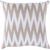 Hingham 18" Square Modern Cotton White/Tan Throw Pillow - Hauteloom