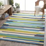 Ephrata 5' x 8' Modern Navy/Aqua/Cream/Blue/Gray/Light Green/Yellow Outdoor Area Rug - Hauteloom