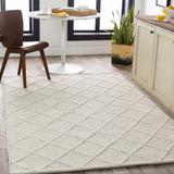 Likely 8' x 10' Modern Handmade Farmhouse Trellis Wool White Area Rug - Hauteloom