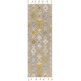 Rippon 2'6" x 8' Bohemian/ Southwestern Kilim Wool Taupe/Beige/Medium Gray/Oatmeal/Pale Blue/Tan Runner - Hauteloom