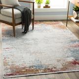 Cardington 7'9" x 11'2" Modern Updated Bohemian Farmhouse Sky Blue/White/Charcoal/Gray/Orange/Red/Saffron/Mustard Area Rug - Hauteloom