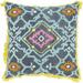 Kasota 22" Square Cotton Aqua/White/Dark Blue/Grass Green/Lavender/Orange/Yellow/Lime Green Throw Pillow - Hauteloom