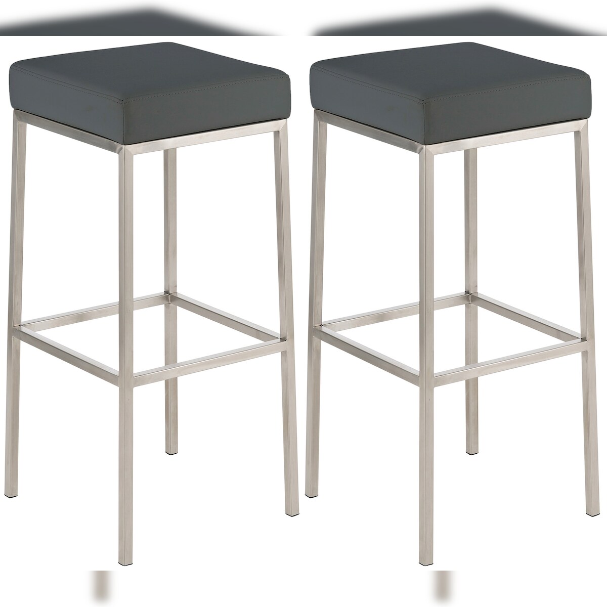 CLP 2er Set Barhocker Montreal Kunstlederbezug grau/edelstahl Image