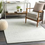 Zanoni 4' x 6' Modern Handmade Solid Stripes Wool White/Slate/Slate Blue Area Rug - Hauteloom