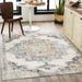 Nibley 6'7" x 9' Traditional Light Gray/Mustard/Blue/Dark Brown/Ice Blue/Medium Gray Area Rug - Hauteloom