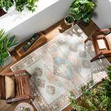 Thornleigh 7'10" x 10' Saffron/Ivory/Brown/Charcoal/Dusty Coral/Pale Blue/Light Slate/Mustard Outdoor Area Rug - Hauteloom
