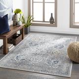 Revesby 7'10" x 10' Traditional Medium Gray/Tan/Light Gray/Ivory/Charcoal/Dark Blue/Black/Slate/Navy Area Rug - Hauteloom