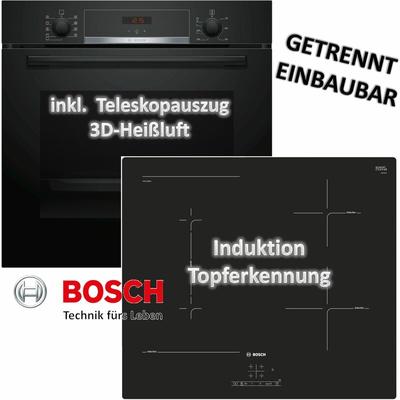 Herdset Bosch Backofen mit Induktionskochfeld autark 60 cm Teleskopauszug neu